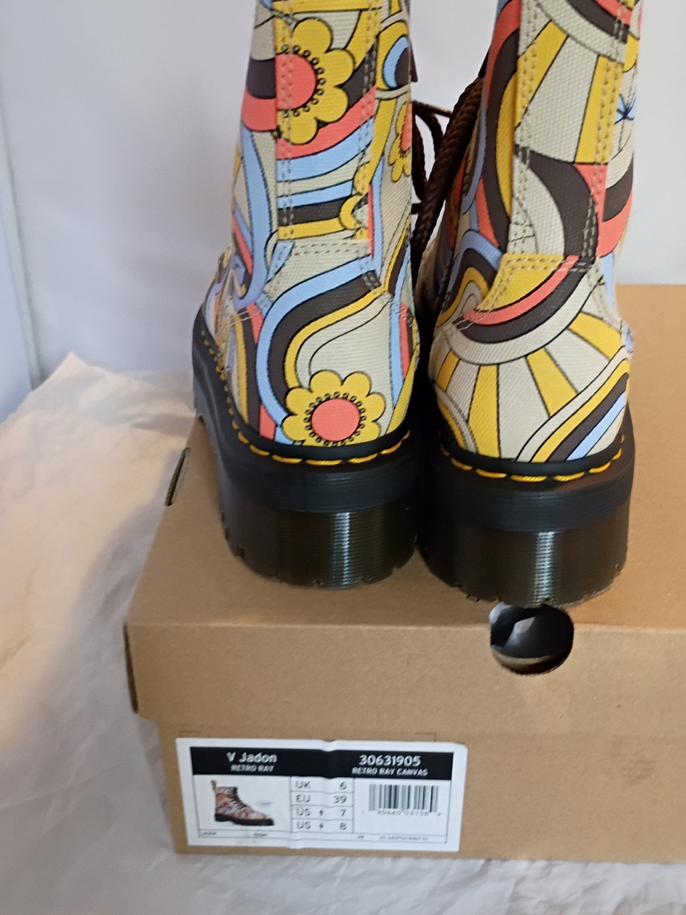 DR. MARTENS Mushroom Hippie JADON RETRO RAY CANVAS PLATFORM 8 EYE SIDE ZIP NEW - Picture 5 of 12